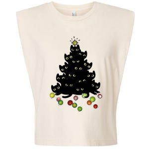 Cat Lovers Cute And Funny Holiday Tree Christmas Gift Garment-Dyed Women's Muscle Tee