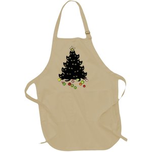 Cat Lovers Cute And Funny Holiday Tree Christmas Gift Full-Length Apron With Pockets