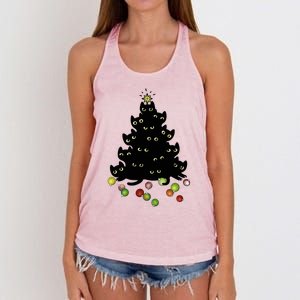 Cat Lovers Cute And Funny Holiday Tree Christmas Gift Women's Knotted Racerback Tank