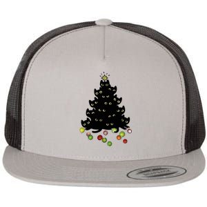 Cat Lovers Cute And Funny Holiday Tree Christmas Gift Flat Bill Trucker Hat