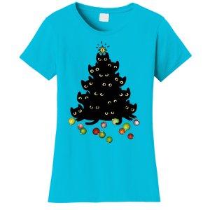 Cat Lovers Cute And Funny Holiday Tree Christmas Gift Women's T-Shirt