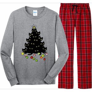 Cat Lovers Cute And Funny Holiday Tree Christmas Gift Long Sleeve Pajama Set