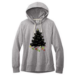 Cat Lovers Cute And Funny Holiday Tree Christmas Gift Women's Fleece Hoodie