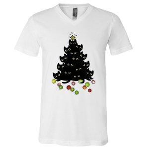 Cat Lovers Cute And Funny Holiday Tree Christmas Gift V-Neck T-Shirt