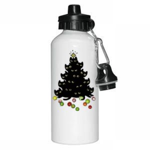 Cat Lovers Cute And Funny Holiday Tree Christmas Gift Aluminum Water Bottle