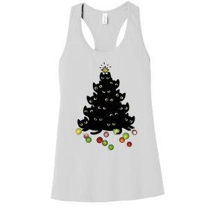 Cat Lovers Cute And Funny Holiday Tree Christmas Gift Women's Racerback Tank