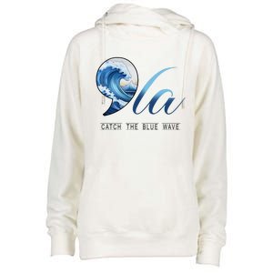 Comma La Catch The Blue Wave Womens Funnel Neck Pullover Hood