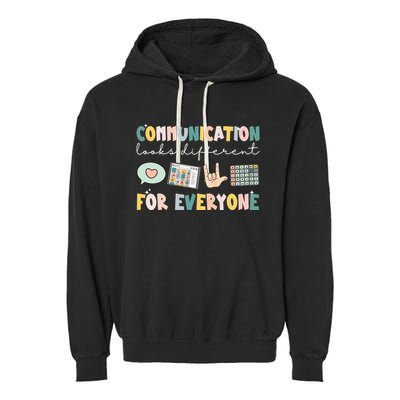 Communication Looks Different For Everyone Autism Awareness Garment-Dyed Fleece Hoodie