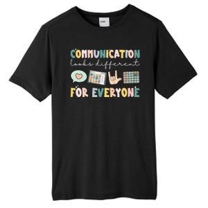 Communication Looks Different For Everyone Autism Awareness Tall Fusion ChromaSoft Performance T-Shirt