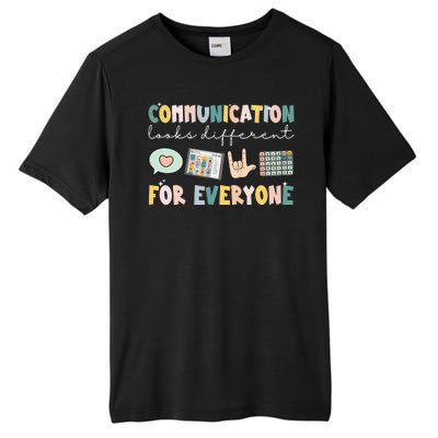 Communication Looks Different For Everyone Autism Awareness Tall Fusion ChromaSoft Performance T-Shirt