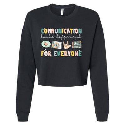 Communication Looks Different For Everyone Autism Awareness Cropped Pullover Crew