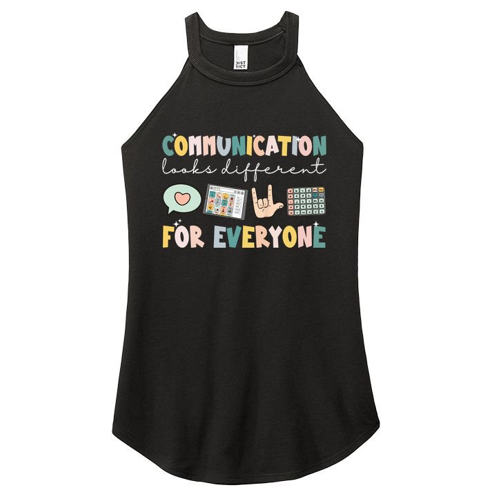 Communication Looks Different For Everyone Autism Awareness Women's Perfect Tri Rocker Tank