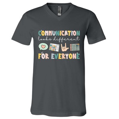 Communication Looks Different For Everyone Autism Awareness V-Neck T-Shirt