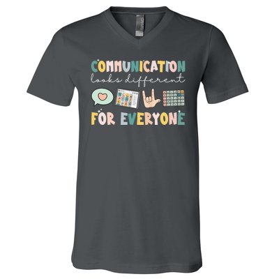 Communication Looks Different For Everyone Autism Awareness V-Neck T-Shirt