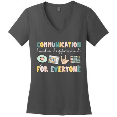 Communication Looks Different For Everyone Autism Awareness Women's V-Neck T-Shirt