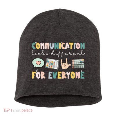 Communication Looks Different For Everyone Autism Awareness Short Acrylic Beanie