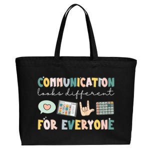 Communication Looks Different For Everyone Autism Awareness Cotton Canvas Jumbo Tote