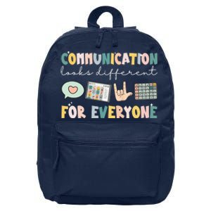 Communication Looks Different For Everyone Autism Awareness 16 in Basic Backpack