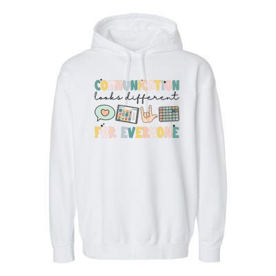 Communication Looks Different For Everyone Autism Awareness Garment-Dyed Fleece Hoodie