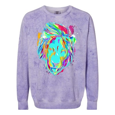 Colorful Lion Design Colorblast Crewneck Sweatshirt