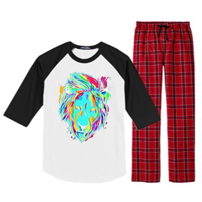 Colorful Lion Design Raglan Sleeve Pajama Set