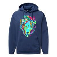 Colorful Lion Design Performance Fleece Hoodie