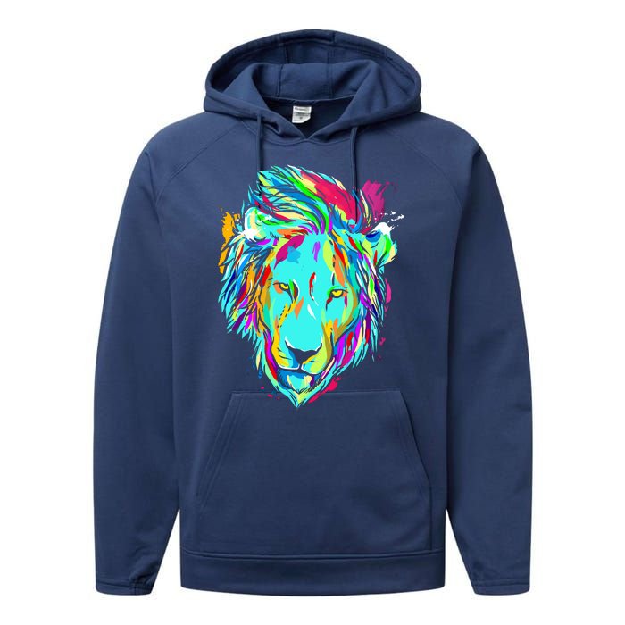 Colorful Lion Design Performance Fleece Hoodie