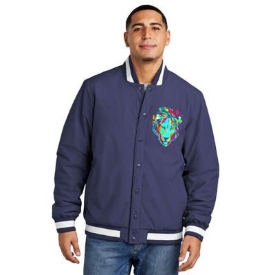 Colorful Lion Design Insulated Varsity Jacket