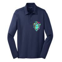 Colorful Lion Design Silk Touch Performance Long Sleeve Polo