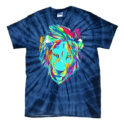 Colorful Lion Design Tie-Dye T-Shirt