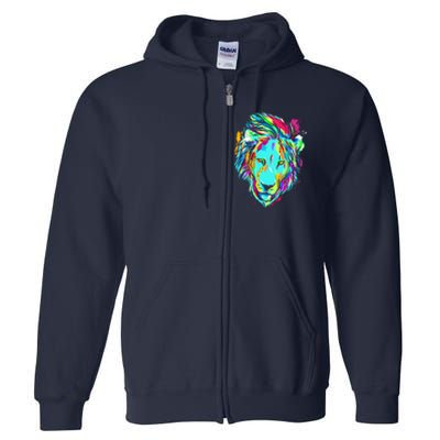 Colorful Lion Design Full Zip Hoodie