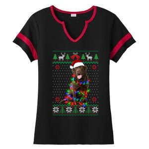 Chocolate Lab Dog Ugly Sweater Christmas Puppy Dog Lover Gift Ladies Halftime Notch Neck Tee