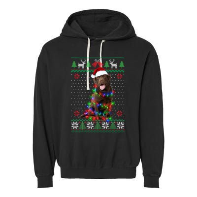 Chocolate Lab Dog Ugly Sweater Christmas Puppy Dog Lover Gift Garment-Dyed Fleece Hoodie