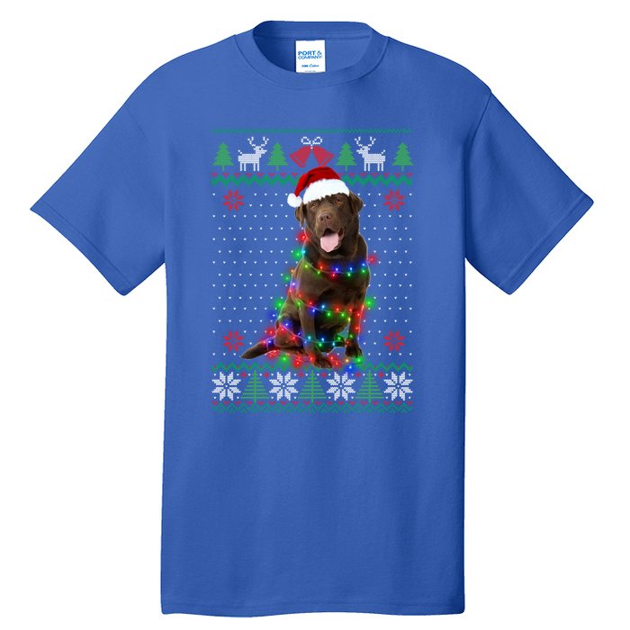 Chocolate Lab Dog Ugly Sweater Christmas Puppy Dog Lover Gift Tall T-Shirt