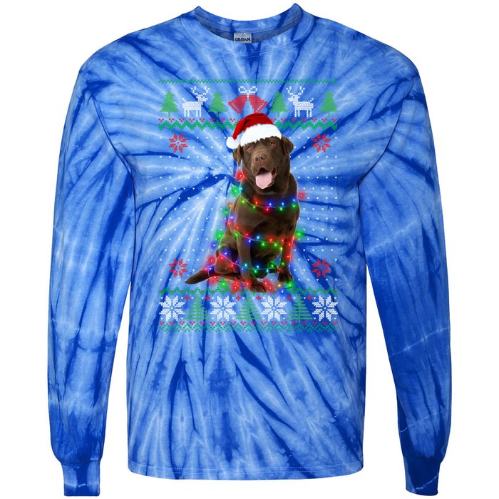 Chocolate Lab Dog Ugly Sweater Christmas Puppy Dog Lover Gift Tie-Dye Long Sleeve Shirt