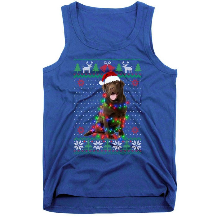 Chocolate Lab Dog Ugly Sweater Christmas Puppy Dog Lover Gift Tank Top