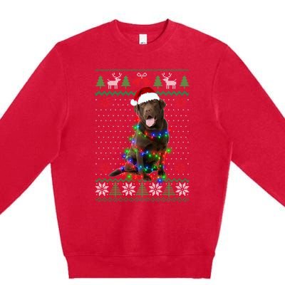 Chocolate Lab Dog Ugly Sweater Christmas Puppy Dog Lover Gift Premium Crewneck Sweatshirt