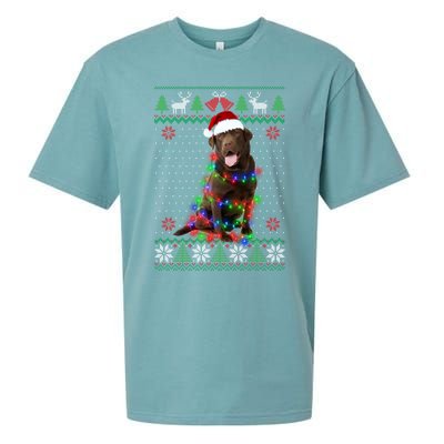 Chocolate Lab Dog Ugly Sweater Christmas Puppy Dog Lover Gift Sueded Cloud Jersey T-Shirt