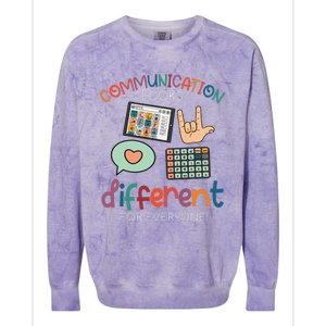 Communication Looks Different For Everyone Autism Awareness Colorblast Crewneck Sweatshirt