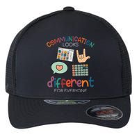 Communication Looks Different For Everyone Autism Awareness Flexfit Unipanel Trucker Cap