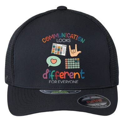 Communication Looks Different For Everyone Autism Awareness Flexfit Unipanel Trucker Cap