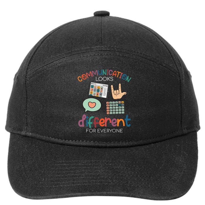 Communication Looks Different For Everyone Autism Awareness 7-Panel Snapback Hat