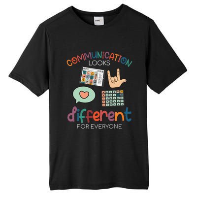 Communication Looks Different For Everyone Autism Awareness Tall Fusion ChromaSoft Performance T-Shirt