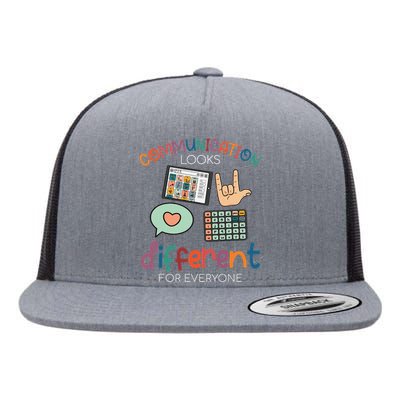 Communication Looks Different For Everyone Autism Awareness Flat Bill Trucker Hat