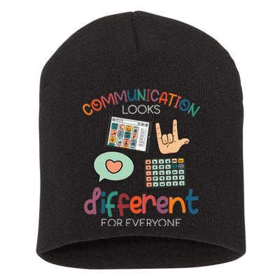 Communication Looks Different For Everyone Autism Awareness Short Acrylic Beanie