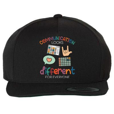 Communication Looks Different For Everyone Autism Awareness Wool Snapback Cap