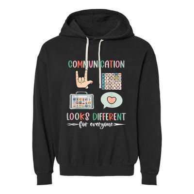 Communication Looks Different For Everyone Autism Awareness Garment-Dyed Fleece Hoodie