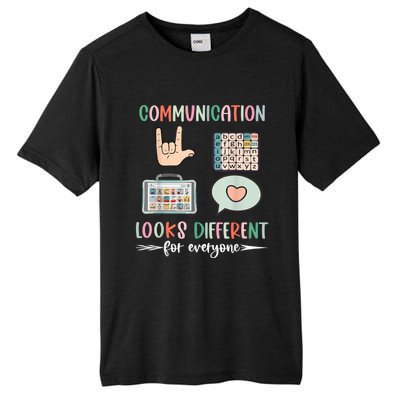 Communication Looks Different For Everyone Autism Awareness Tall Fusion ChromaSoft Performance T-Shirt