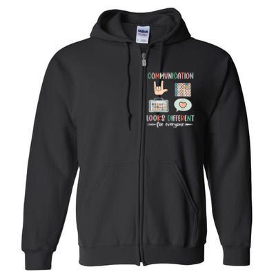 Communication Looks Different For Everyone Autism Awareness Full Zip Hoodie