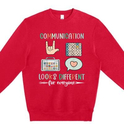 Communication Looks Different For Everyone Autism Awareness Premium Crewneck Sweatshirt